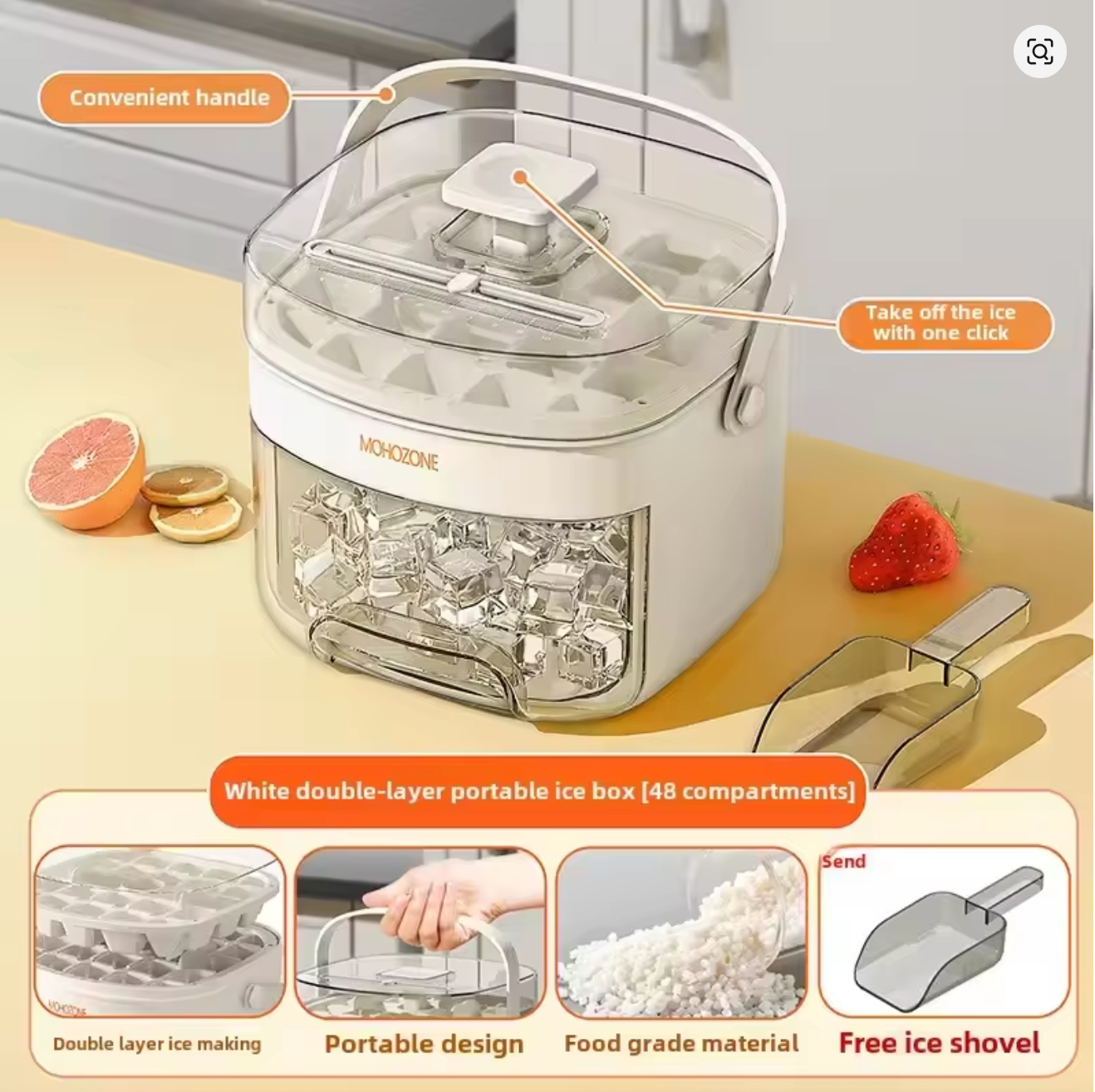 Press-type Convenient Outdoor Portable Ice Tray (48 Grips)