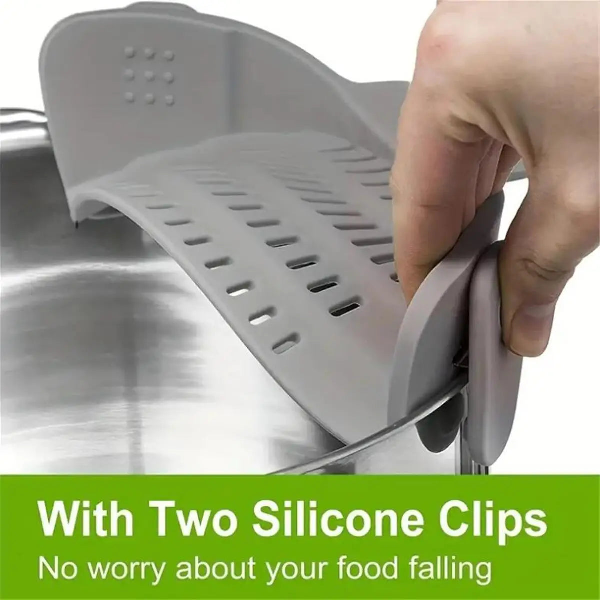 Universal Adjustable Silicone Clip On Strainer For Pots Pans And Bowls