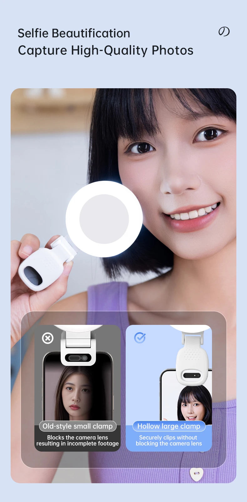 New Mobile Phone Beauty Selfie Pocket Light with Mirror