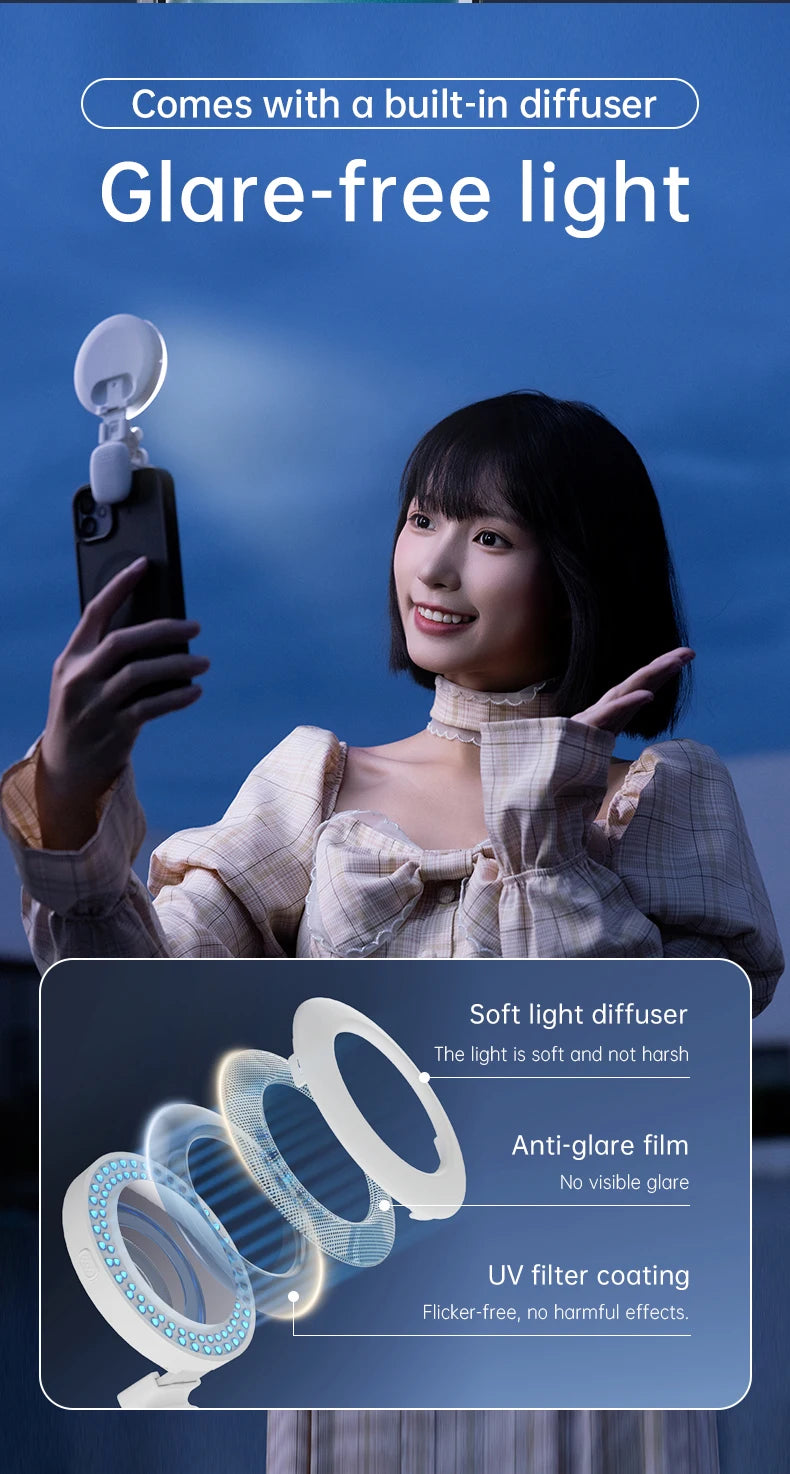 New Mobile Phone Beauty Selfie Pocket Light with Mirror