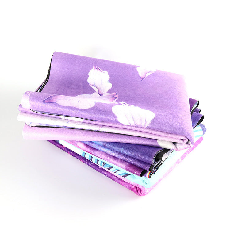 Yoga Mat Wicking Non-slip Towel Natural Rubber Suede Print Folding