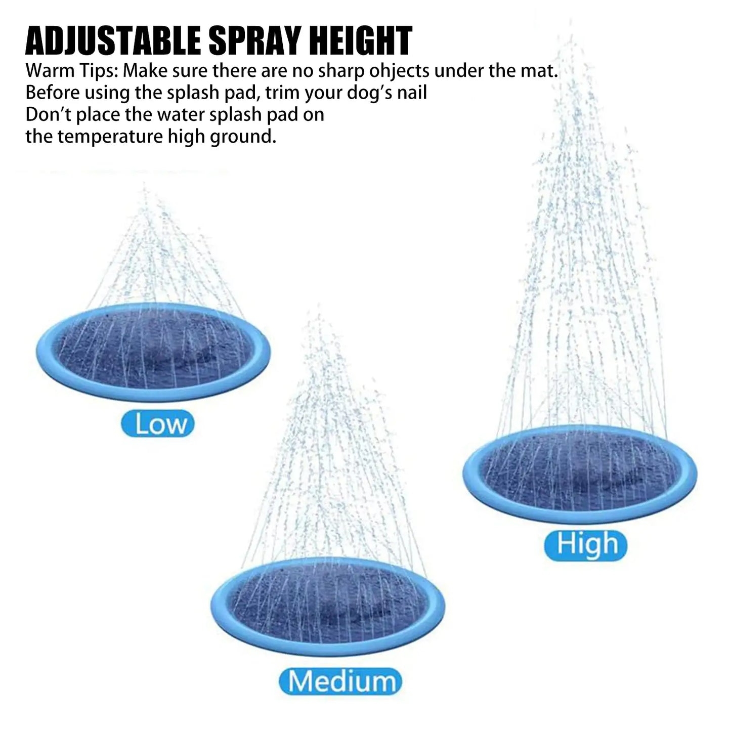 Non-Slip Splash Pad For Kids And Pet Dog Pool Summer Outdoor Water Toys Fun Backyard Fountain Play Mat