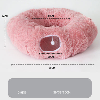 Plush Tunnel Cat Bed