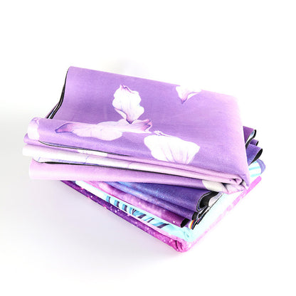 Yoga Mat Wicking Non-slip Towel Natural Rubber Suede Print Folding