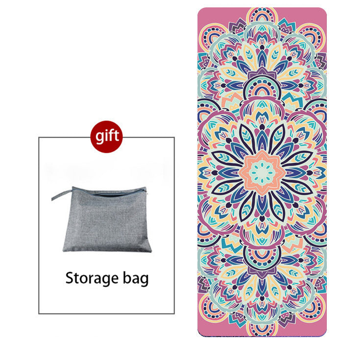 Yoga Mat Wicking Non-slip Towel Natural Rubber Suede Print Folding